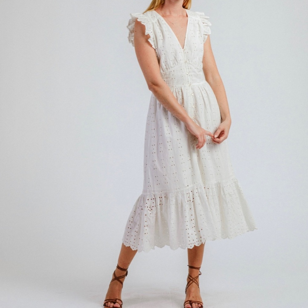 Cleobella Briella Midi Dress Ivory Eyelet
